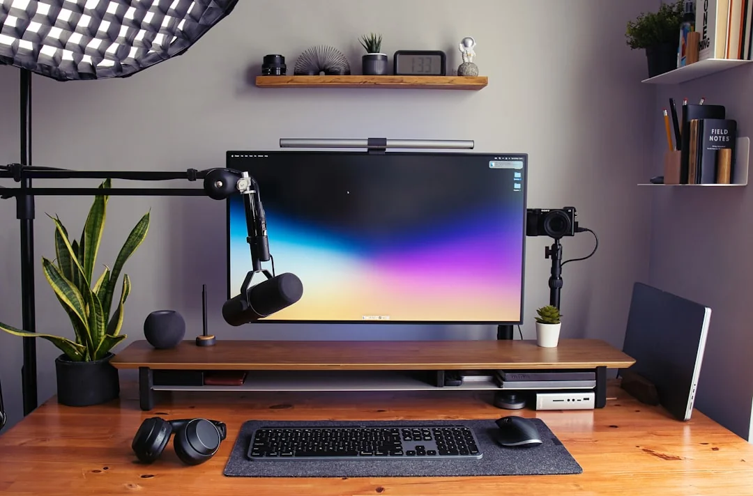 A laptop placed on a desk displaying the Pexels homepage, emphasizing its web interface.